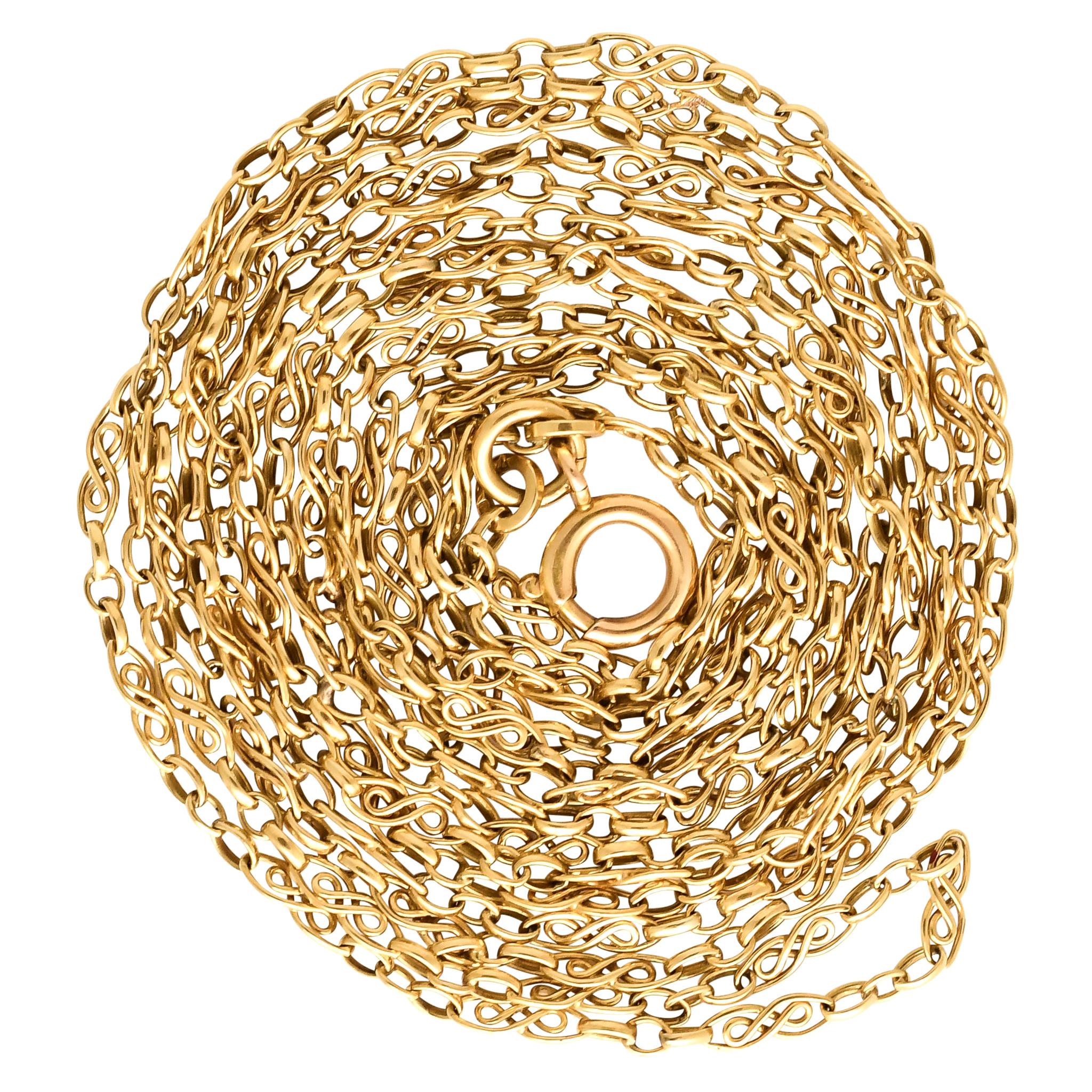 Antique Victorian 18 Karat Gold Fancy-Link Guard Chain Necklace