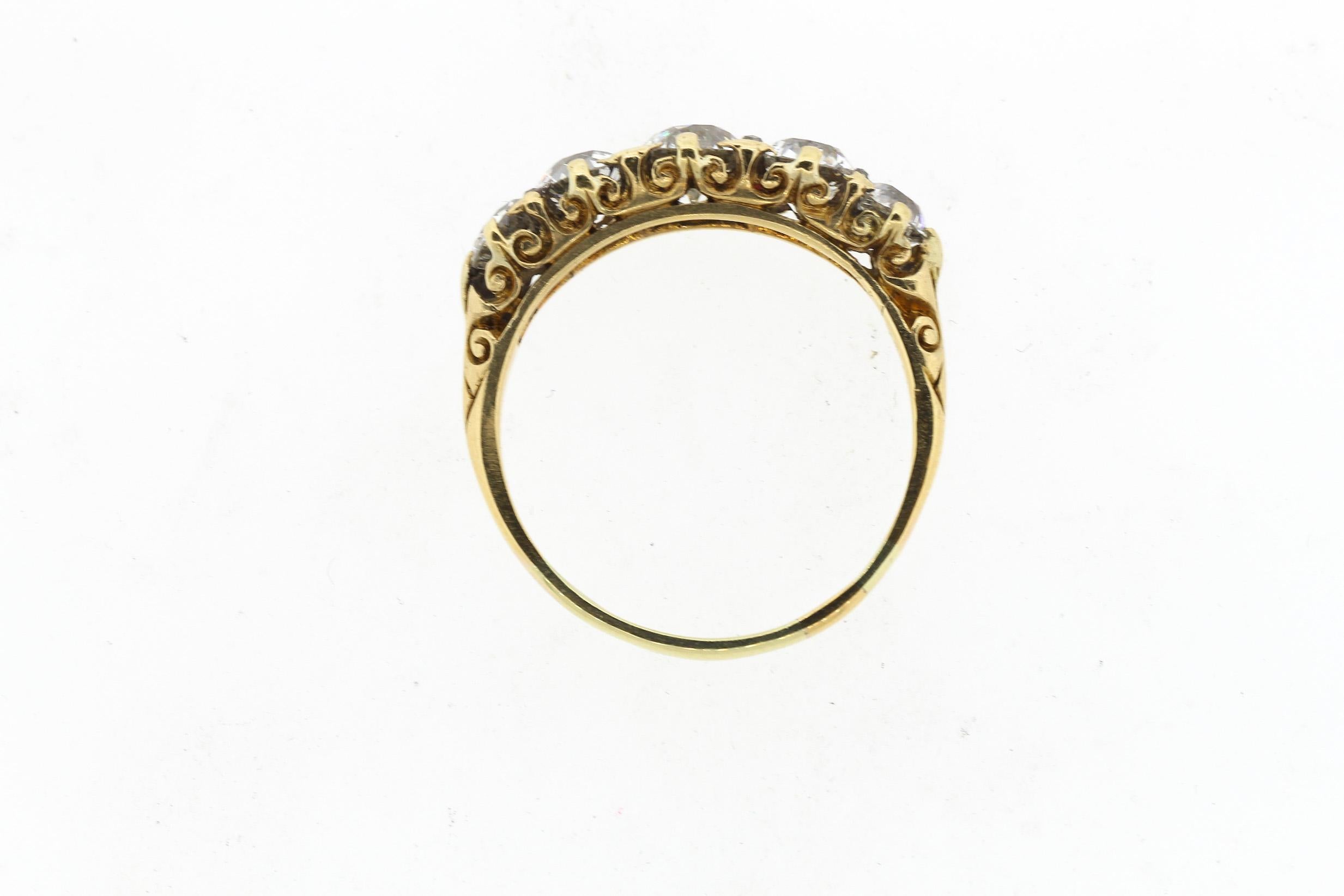 18 carat gold 5 stone diamond ring
