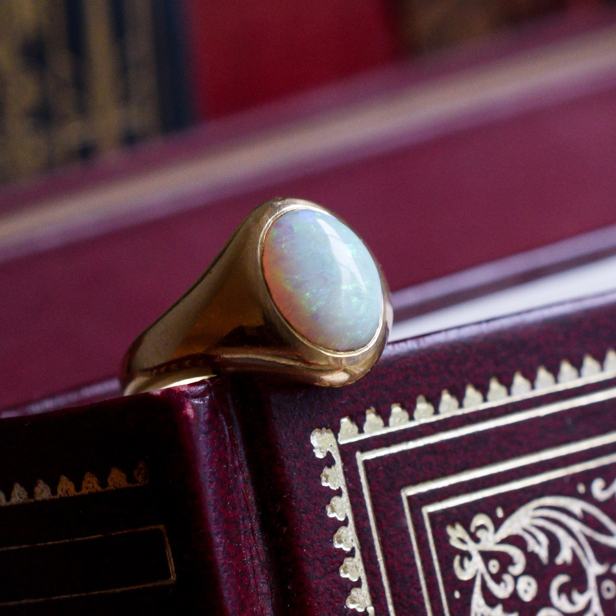 Antique Victorian 18 Karat Gold Opal Signet Ring 2