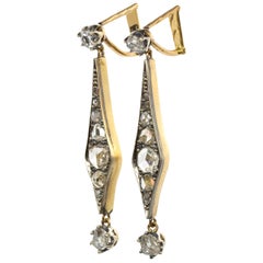 Antique Victorian 18 Karat Gold Rose Cut Diamond Earrings