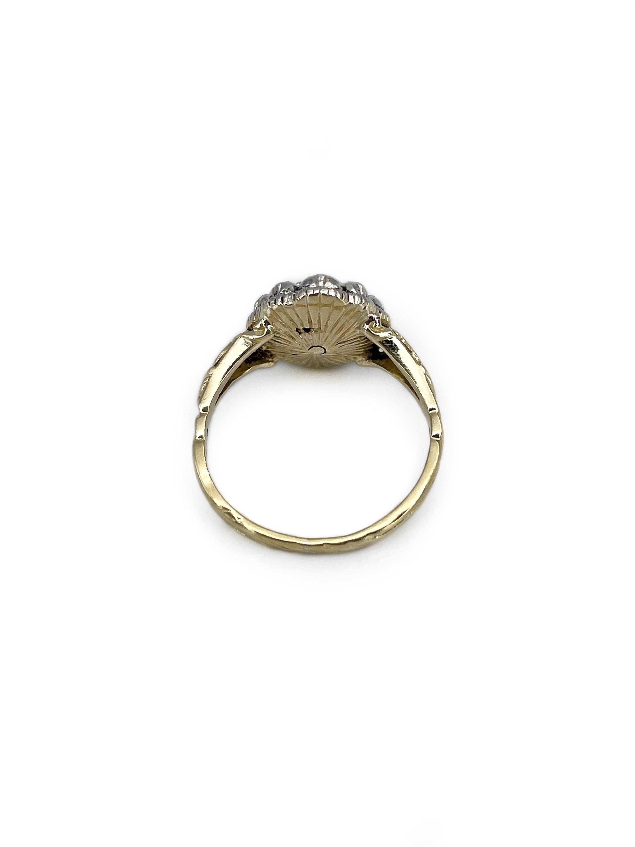 Women's Antique Victorian 18 Karat Gold Rose Cut Diamond Engagement Cluster Ring