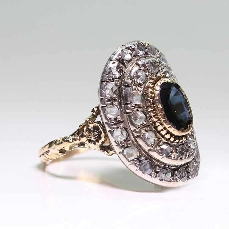 Antique Victorian 18 Karat Gold Sapphire and Diamond Ring at 1stDibs