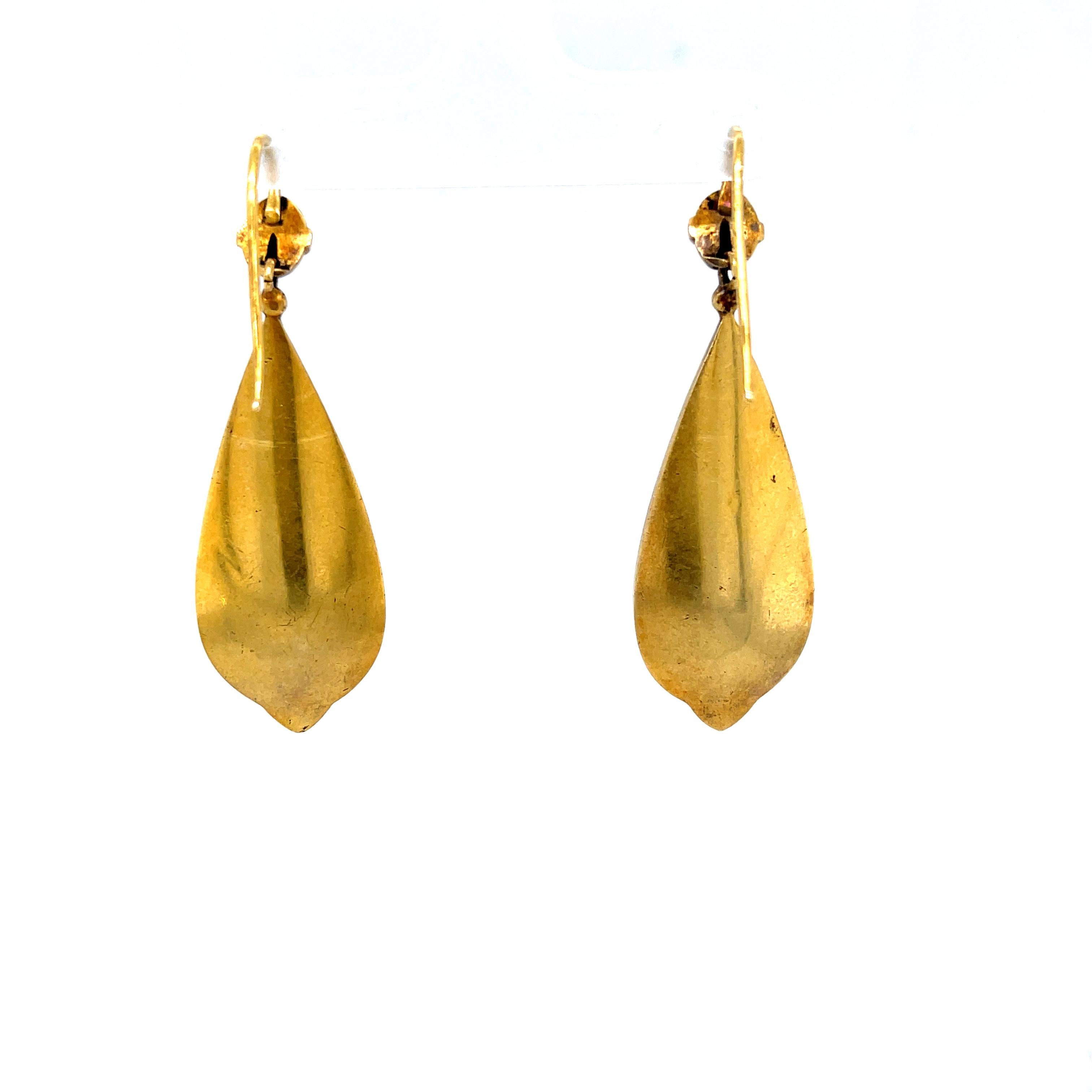 Late Victorian Antique Victorian 18 Karat Gold Turquoise Enamel Pendant Earrings