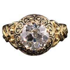 Antique Victorian 18 Karat Yellow Gold Diamond Engagement Ring