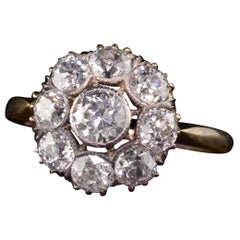 Antique Victorian 18 Karat Yellow Gold Old Mine Diamond Cluster Engagement Ring