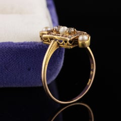 Antique Victorian 18 Karat Yellow Gold Pearl and Rose Cut Diamond Ring