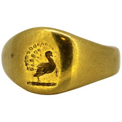Bague de sceau en or jaune 18 carats de l'époque victorienne:: Sheffield:: 1881