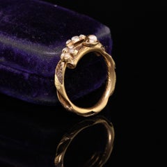 Antique Victorian 18 Karat Yellow Gold Seed Pearl Mourning Ring