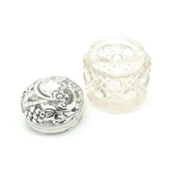 Antique Victorian 1837 Sterling Silver Glass Jewellery Box