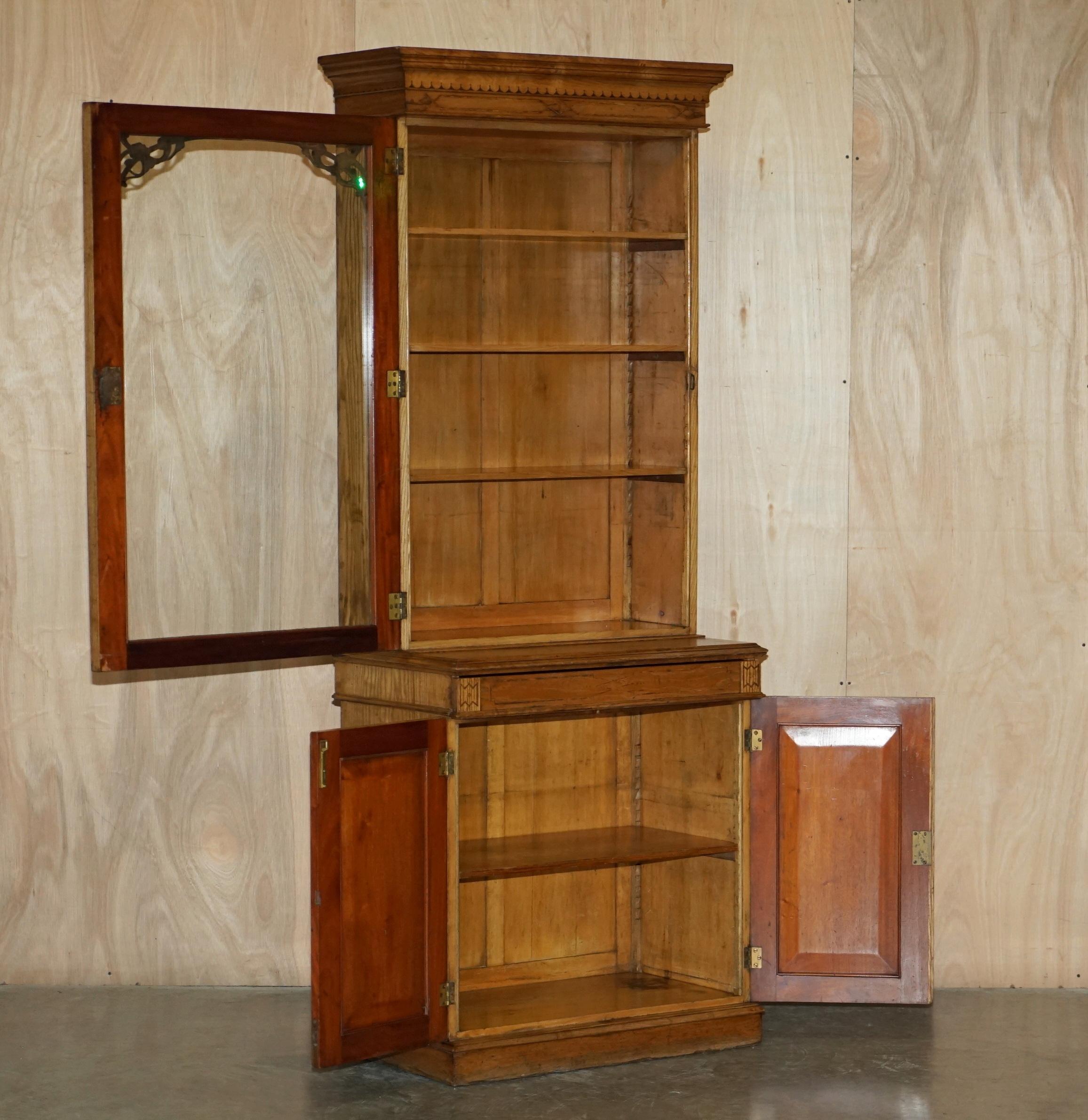 Antique Victorian 1840 a Blain & Son Liverpool Pollard Oak Bookcase Cupboard For Sale 9