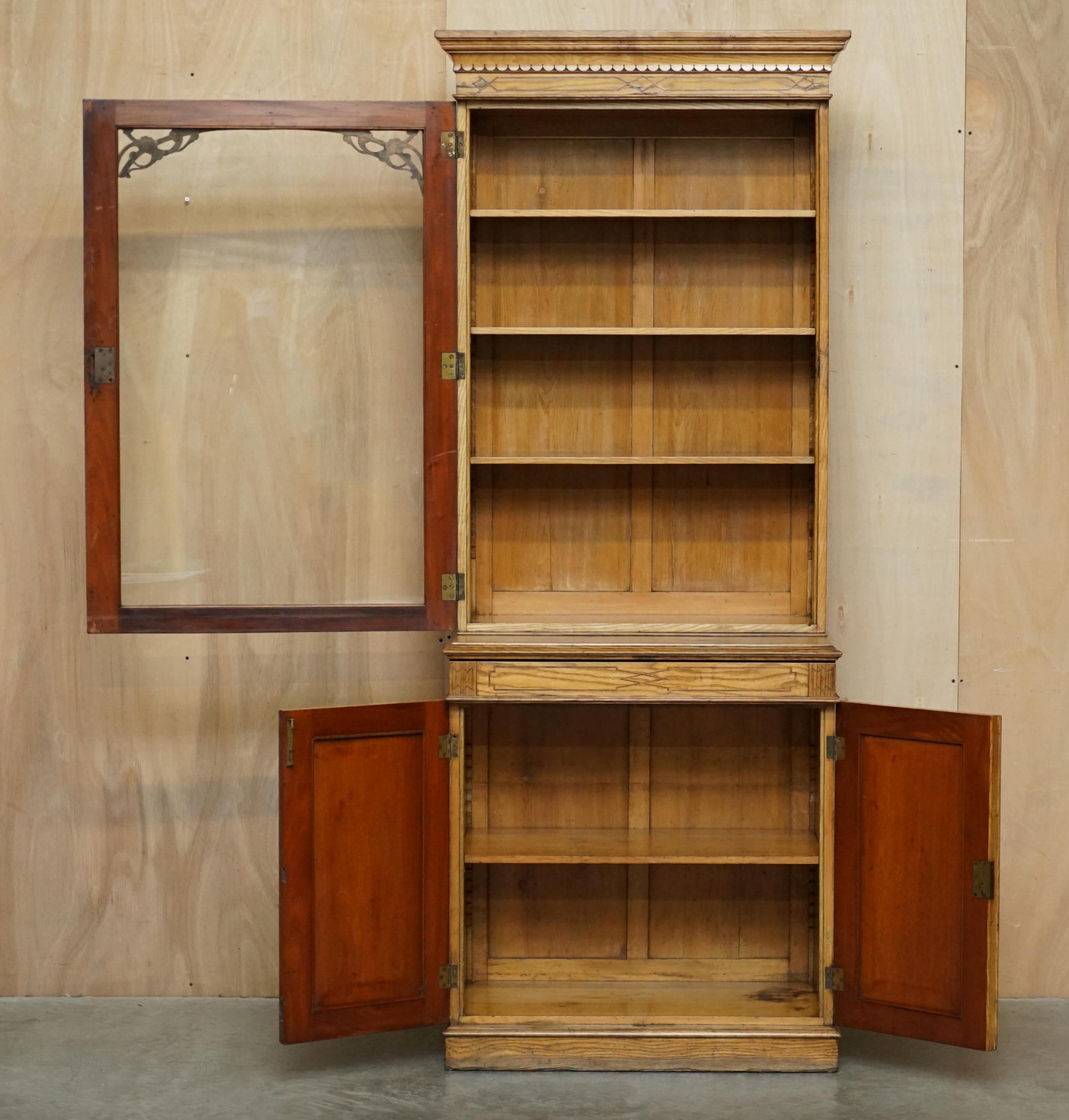 Antique Victorian 1840 a Blain & Son Liverpool Pollard Oak Bookcase Cupboard For Sale 10