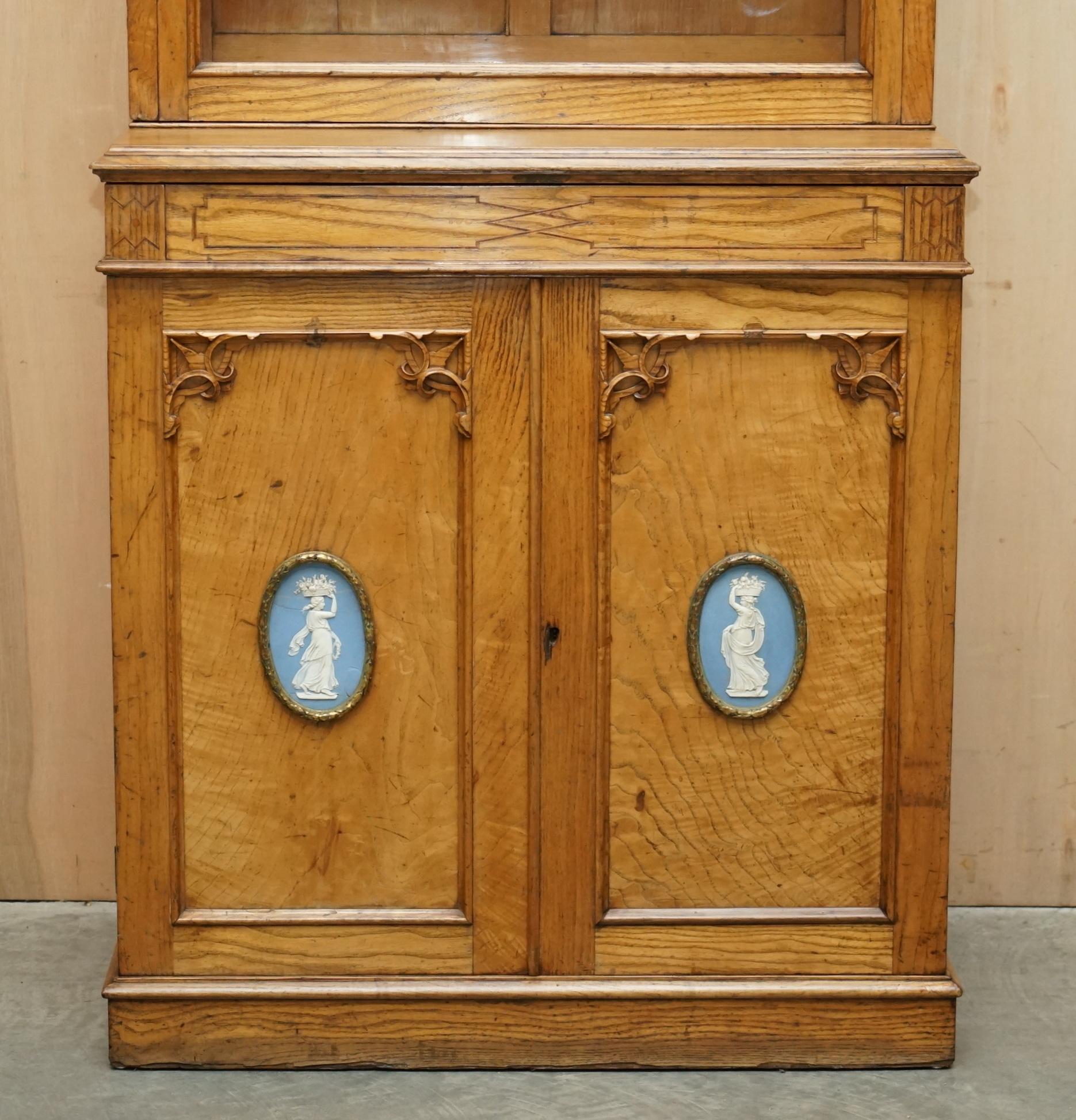 Early Victorian Antique Victorian 1840 a Blain & Son Liverpool Pollard Oak Bookcase Cupboard For Sale