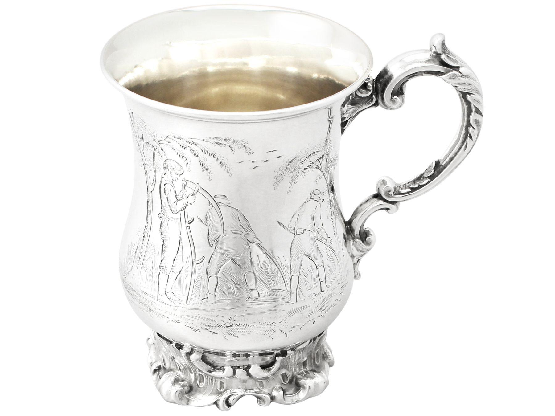 English Antique Edward John & William Barnard Victorian Sterling Silver Mug For Sale