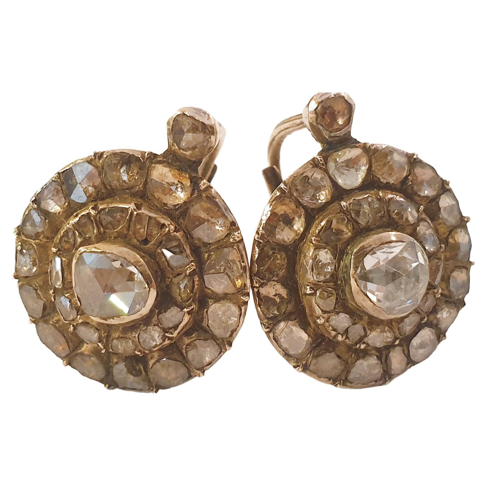 Women's Antique Victorian 1850s Rose Cut Diamond Earrings