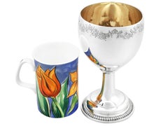 Antigua copa victoriana de plata de ley de la década de 1850