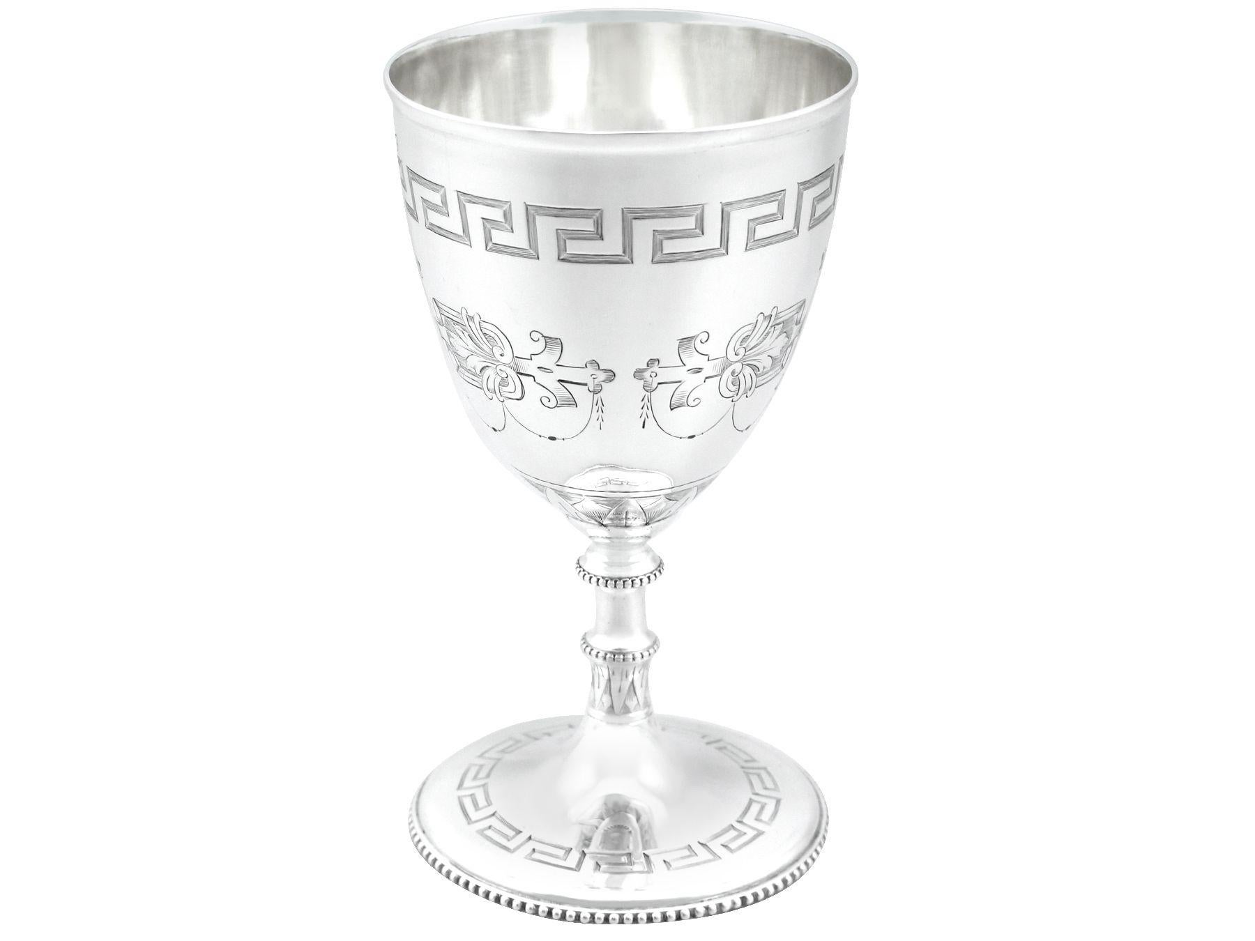 Mid-19th Century Antique Victorian 1858 Sterling Silver Goblets For Sale