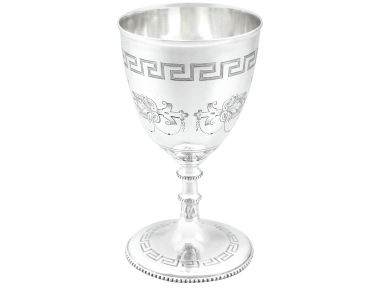 Mid-19th Century Antique Victorian 1858 Sterling Silver Goblets For Sale