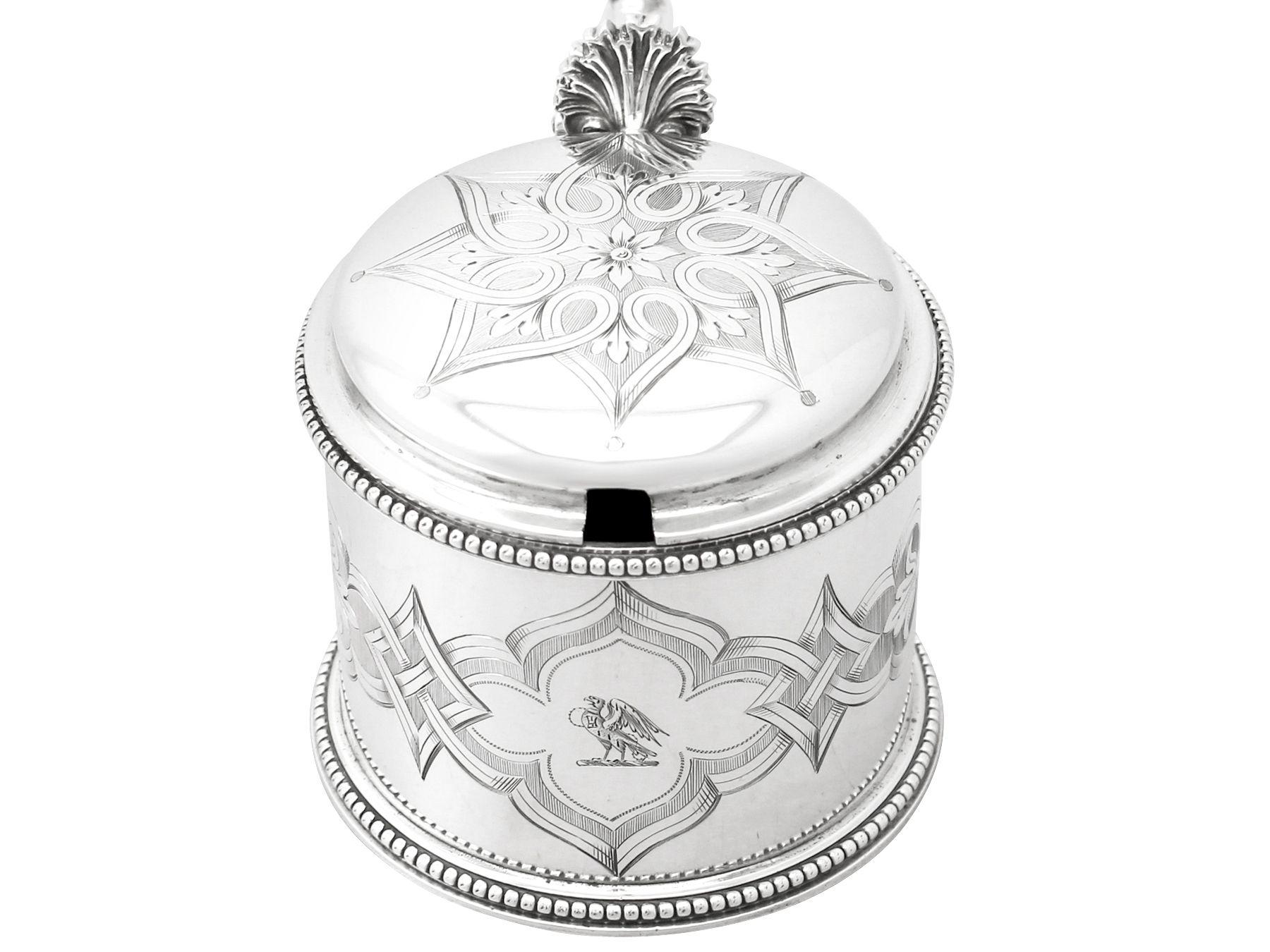 Early Victorian Antique Victorian Sterling Silver Mustard Pot by Edward & John Barnard For Sale