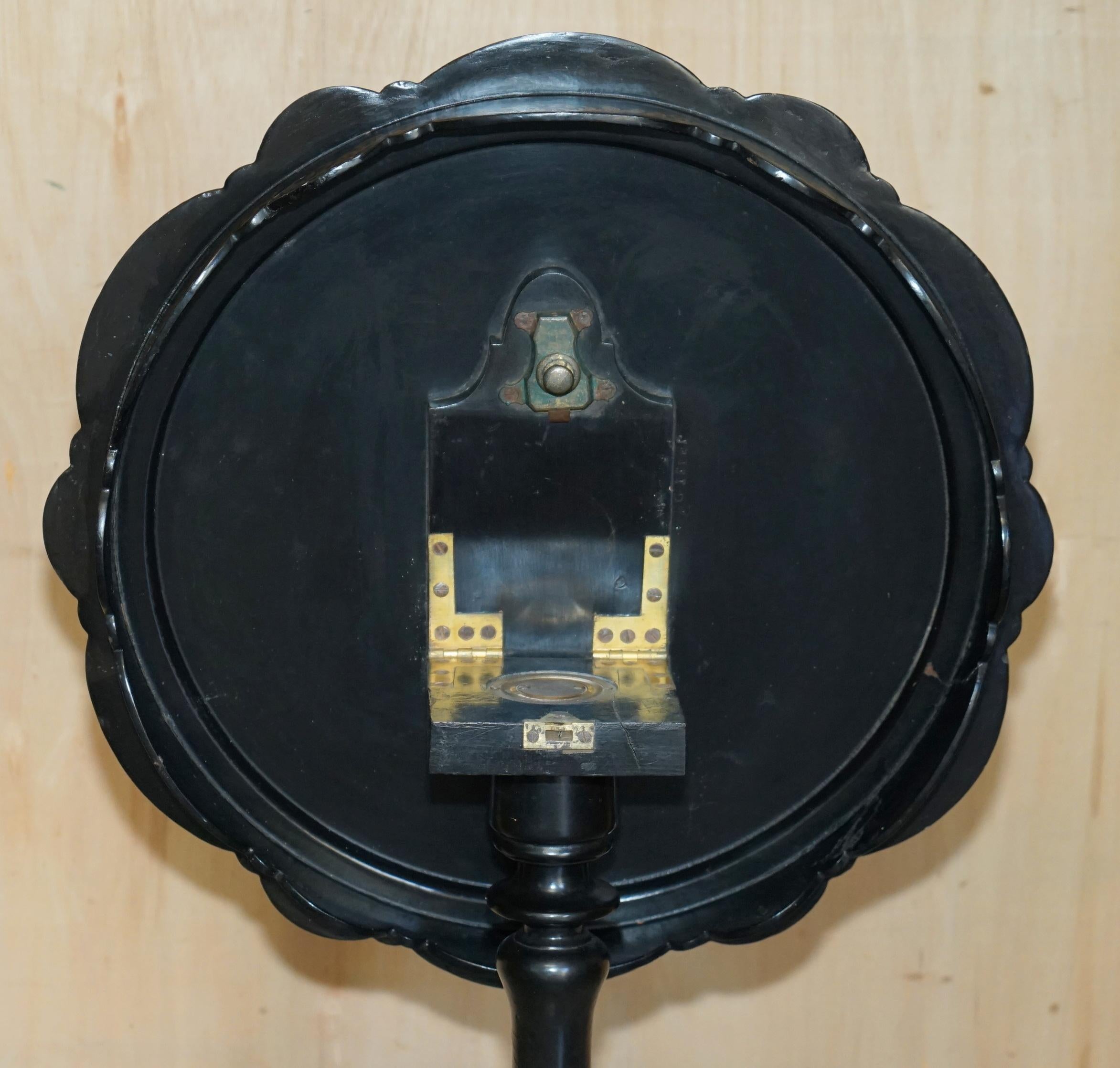 ANTICO VITTORIANO 1860 LACCA NERA MADRE DI PERLA CHESSA TILT TOP TAVOLO DA GIOCO in vendita 10