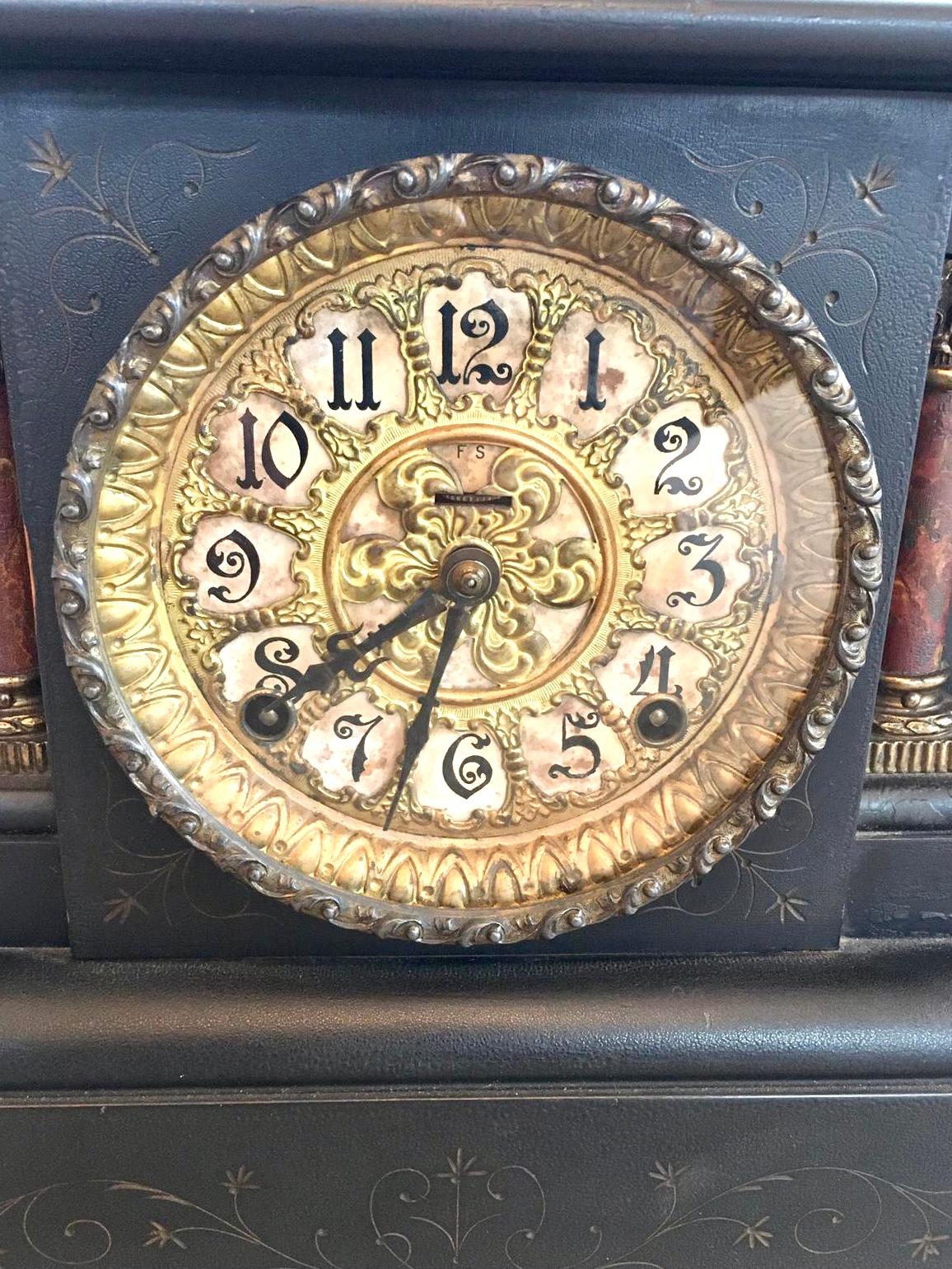 19th Century Antique Victorian 1860 Eight Day Mantel Clock