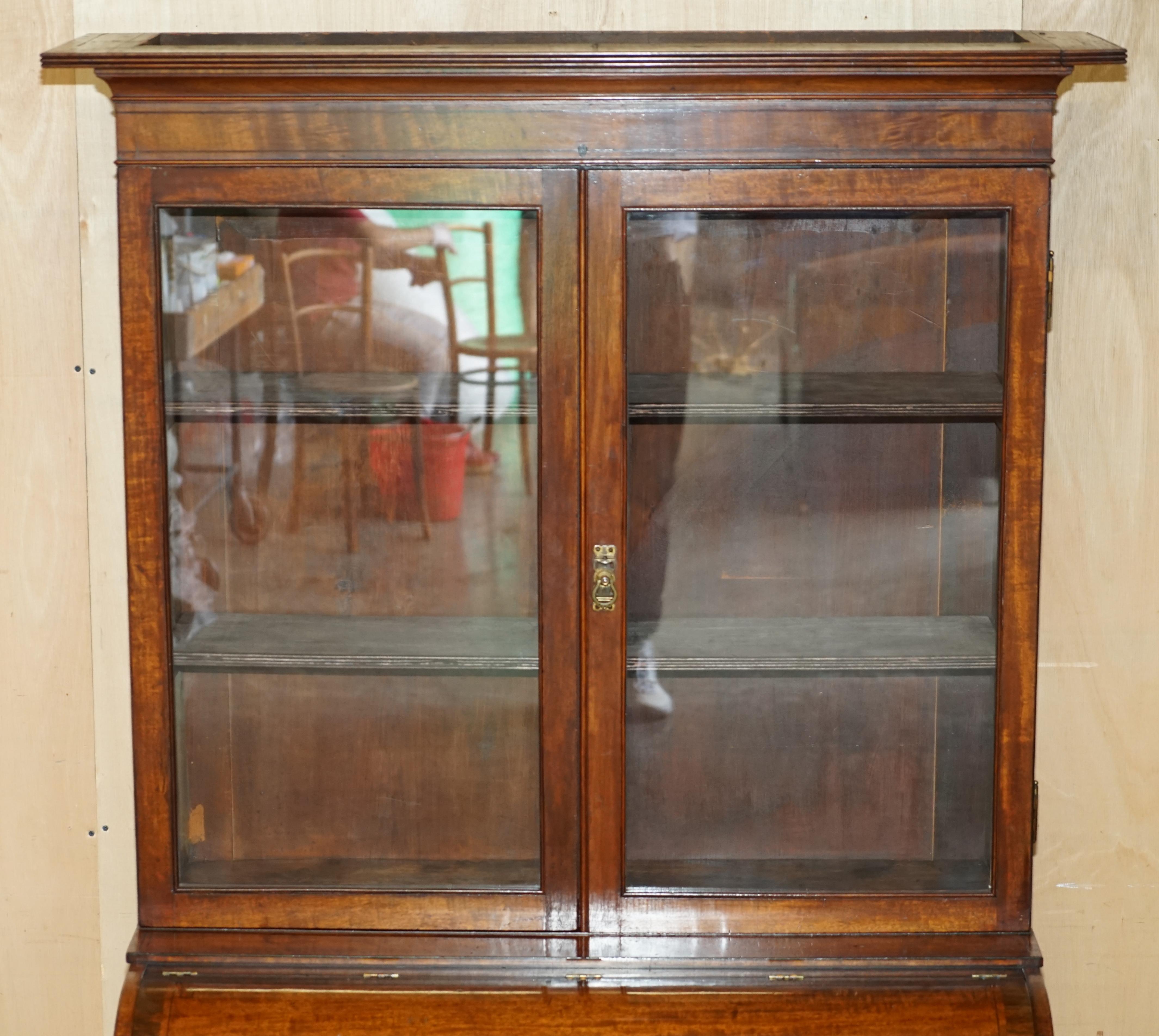 High Victorian ANTIQUE ViCTORIAN 1860 WALNUT SCRIBAN BUREAU BOOKCASE MUST SEE PICTURES For Sale