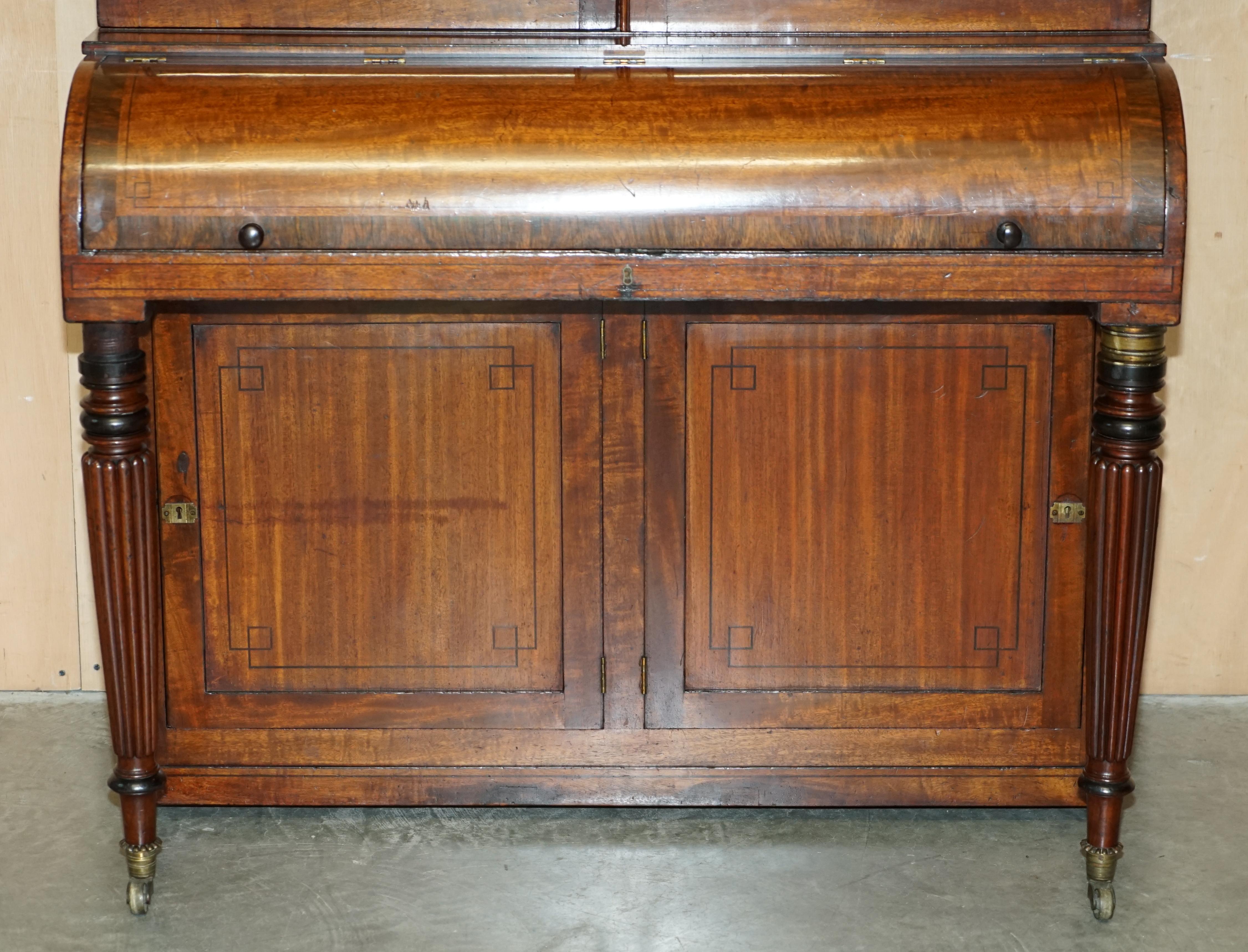 Mid-19th Century ANTIQUE ViCTORIAN 1860 WALNUT SCRIBAN BUREAU BOOKCASE MUST SEE PICTURES For Sale
