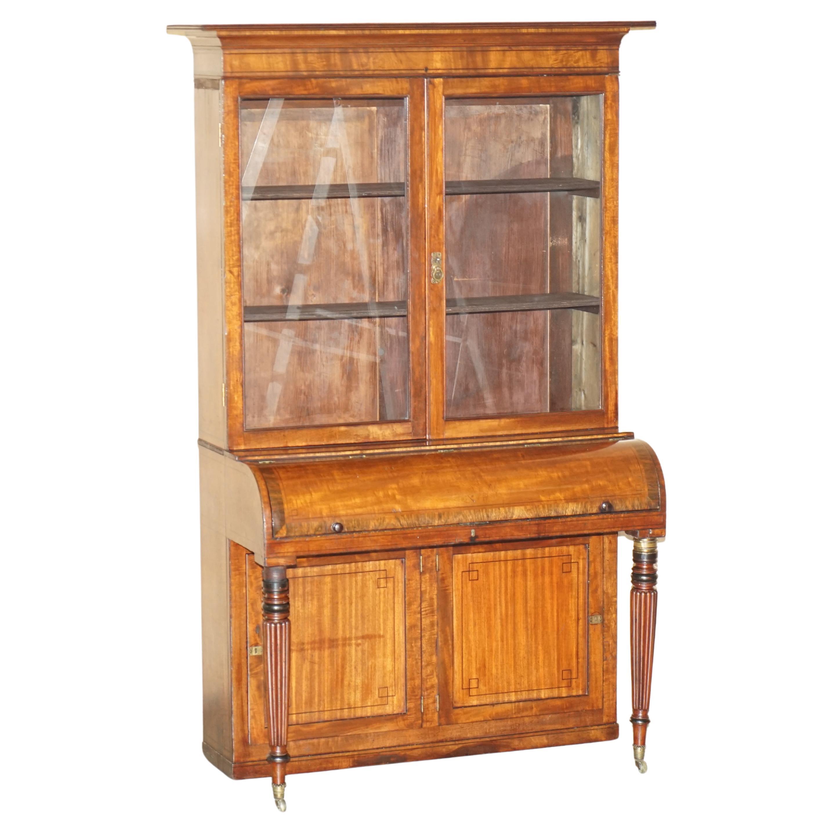 ANTIQUE ViCTORIAN 1860 WALNUT SCRIBAN BUREAU BOOKCASE MUST SEE PICTURES For Sale