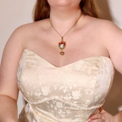 Antique Victorian 1860s 18K Yellow Gold Swan Micro Mosaic Pendant