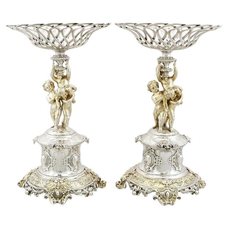 Antique Victorian 1860s Sterling Silver Centrepieces by Alexander Macrae For Sale