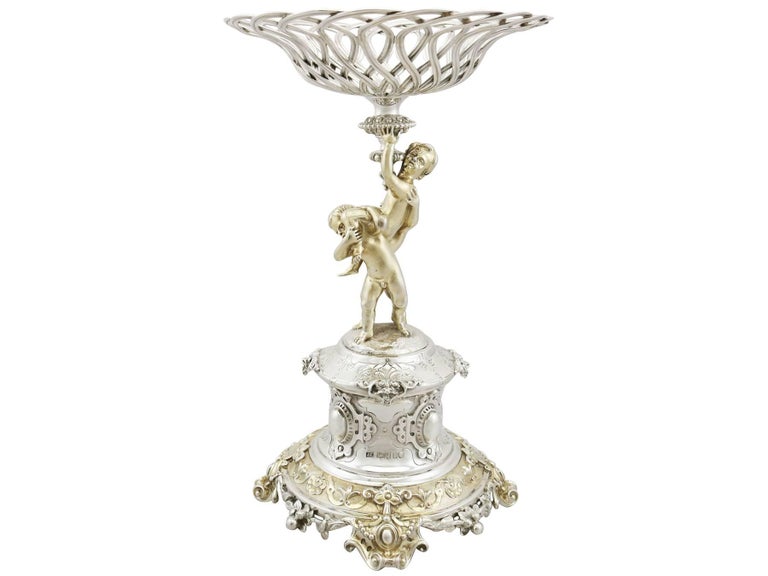 Gilt Antique Victorian 1860s Sterling Silver Centrepieces by Alexander Macrae For Sale