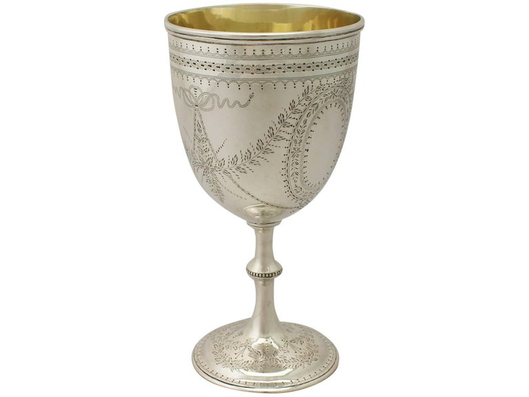 English Antique Victorian 1860s Sterling Silver Goblet by Thomas Smily