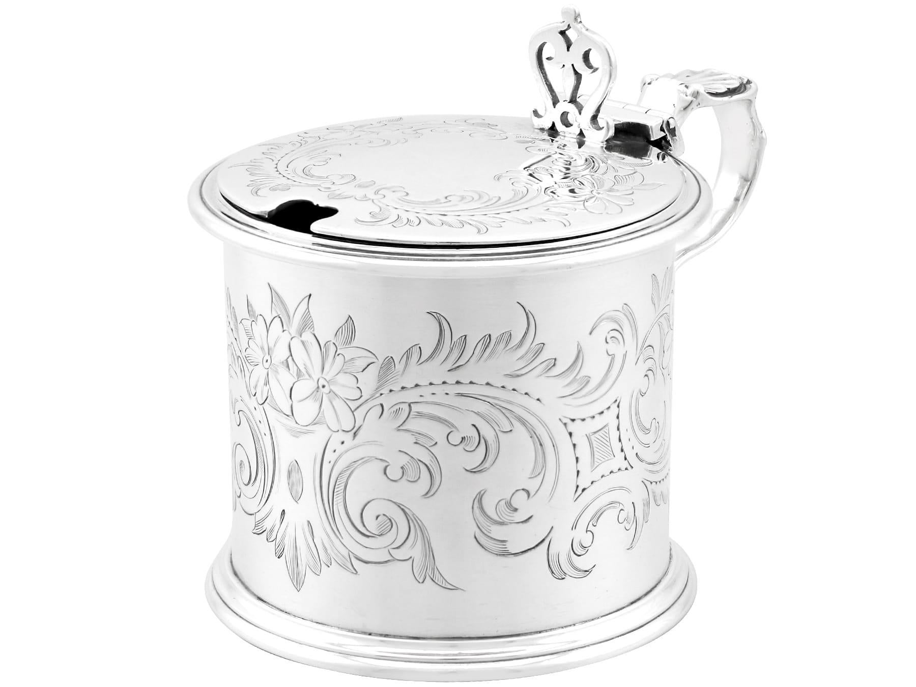 English Antique Victorian 1862 Sterling Silver Mustard Pot For Sale