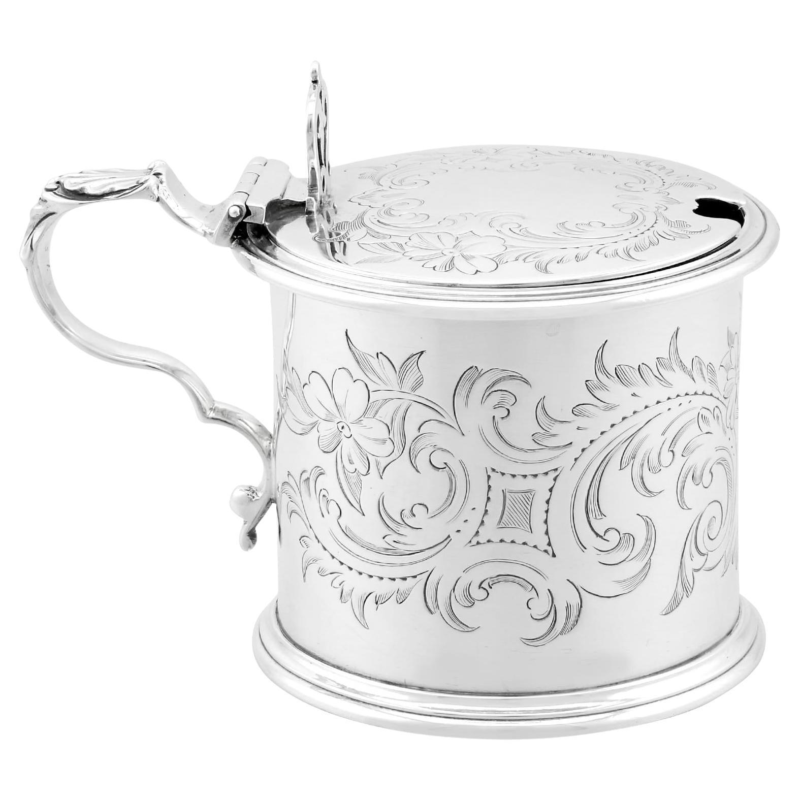Antique Victorian 1862 Sterling Silver Mustard Pot For Sale