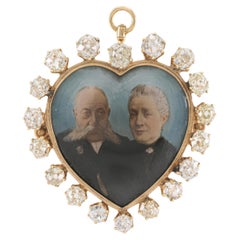 Antique Victorian 1870s 6.00 Carat Diamond Heart Brooch Pendant