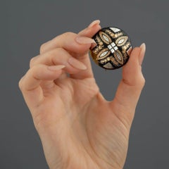 Antique Victorian 1870s Tortoiseshell Piqué Brooch