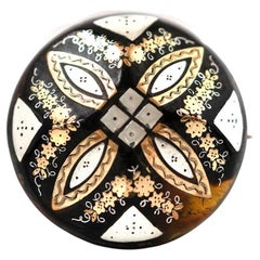 Antique Victorian 1870s Tortoiseshell Piqué Brooch