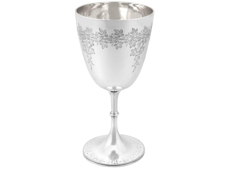English Antique Victorian 1876 Sterling Silver Goblet For Sale