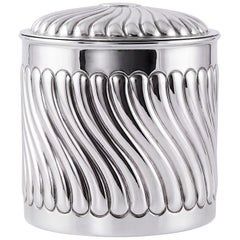 Antique Victorian 1878 Birmingham Sterling Domed Canister Repoussé Gadroon