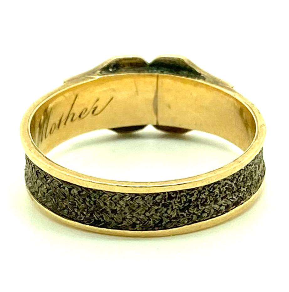 Antique Victorian 1878 Mourning Black Enamel 9ct Ring In Excellent Condition In London, GB