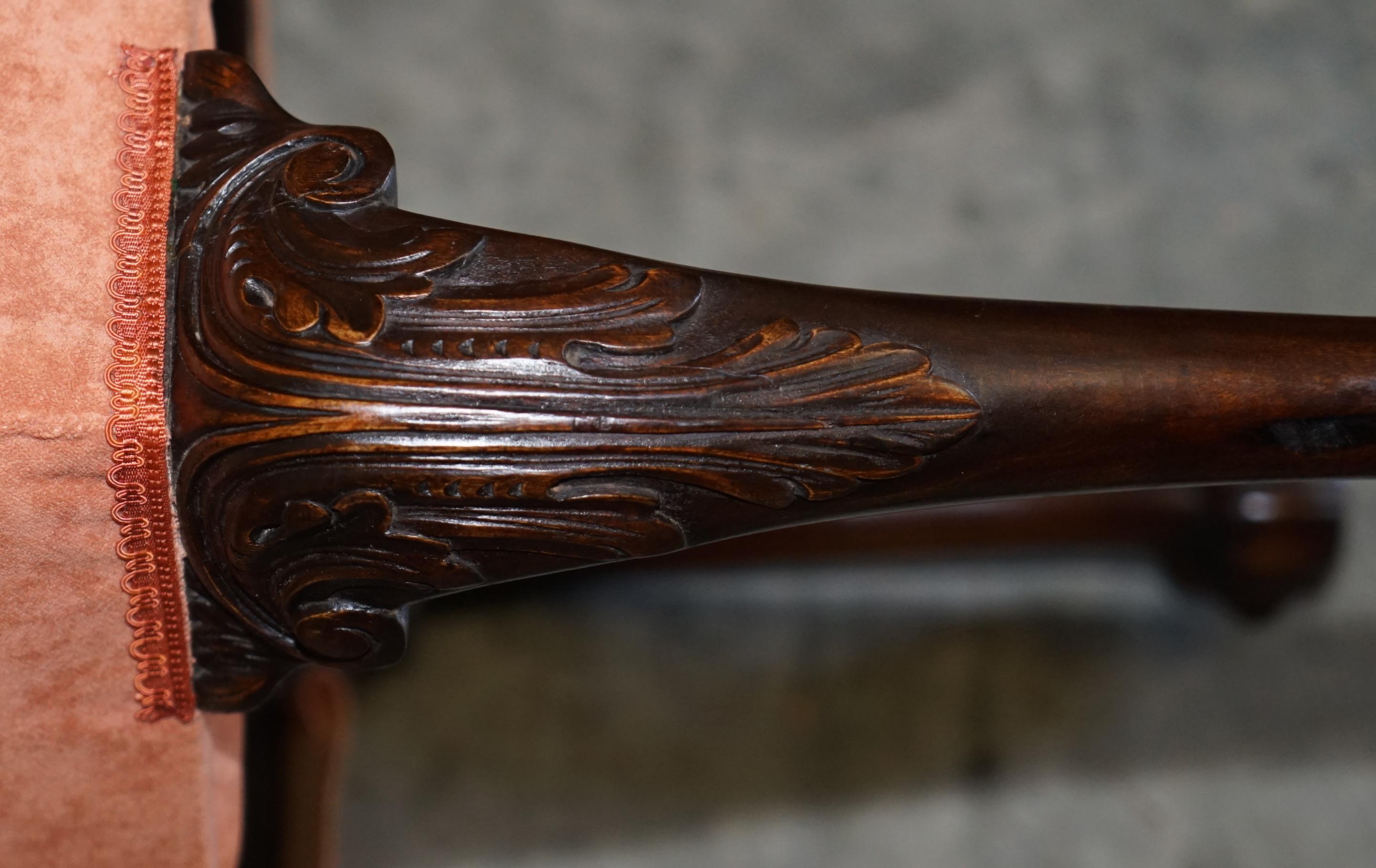Antique Victorian 1880 Hand Carved Claw & Ball Feet Piano Stool or Bench Seat For Sale 3