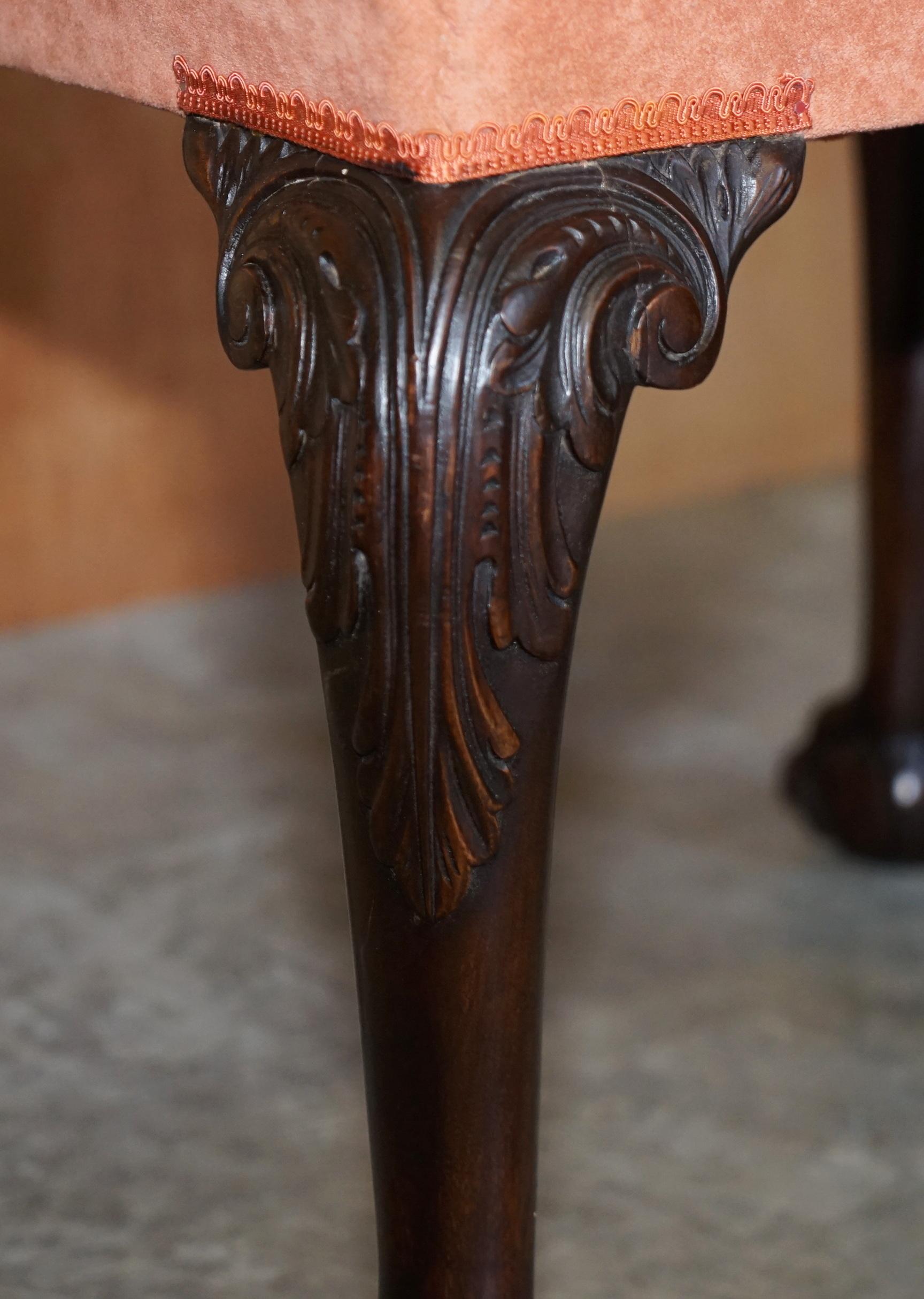 High Victorian Antique Victorian 1880 Hand Carved Claw & Ball Feet Piano Stool or Bench Seat For Sale