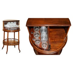 ANTiQUE VICTORIAN 1880 HARDWOODCUT GLASS CRYSTAL SPINNING DRINKS CABINET TABLE