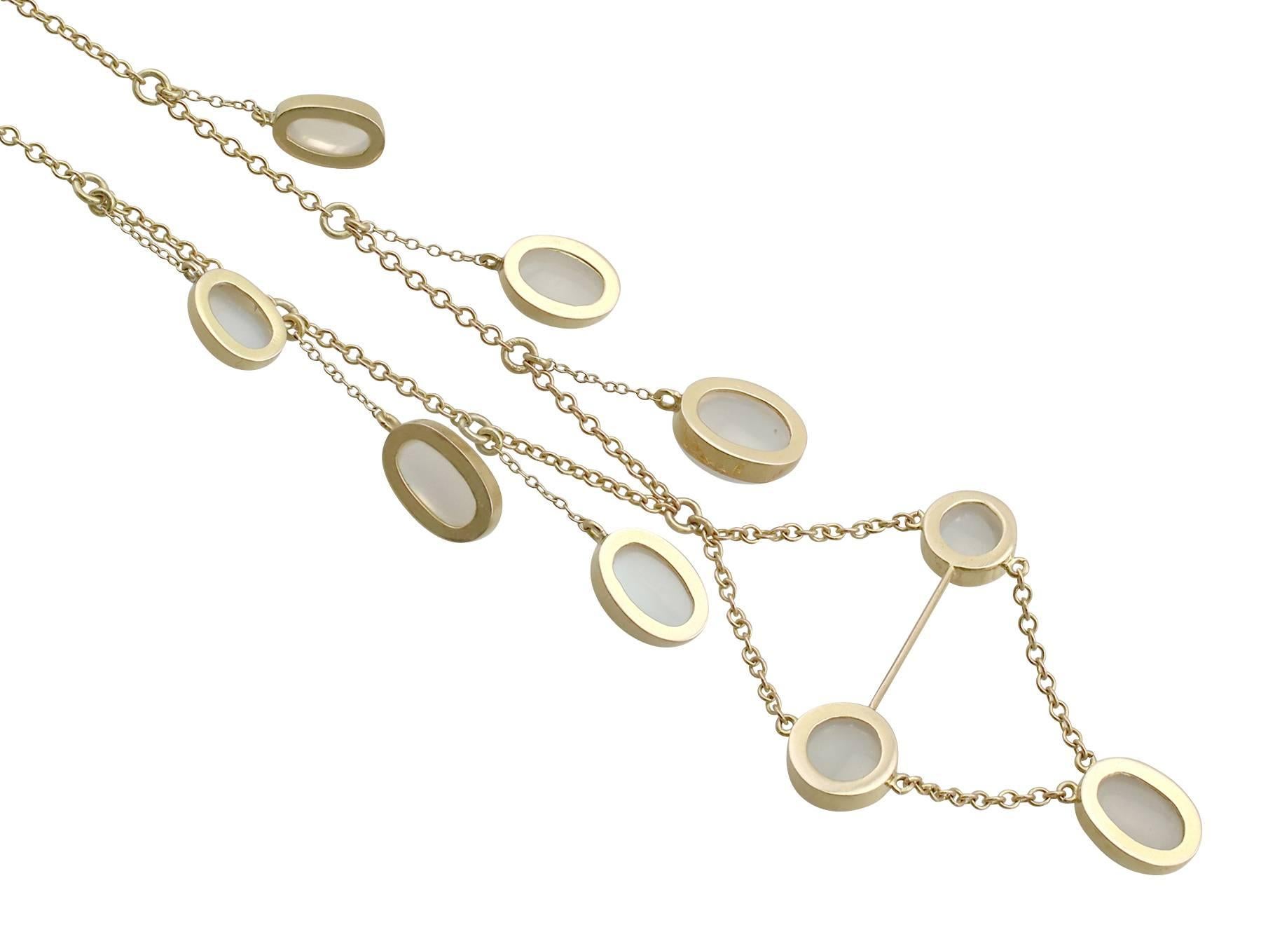 Viktorianische Halskette aus Gelbgold mit 23,40 Karat Mondstein und Gelbgold Damen im Angebot