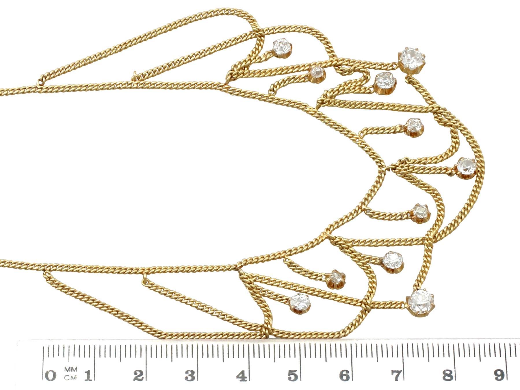 Antike viktorianische 1880er Jahre 2,50 Karat Diamant und Gelbgold Halskette im Angebot 1