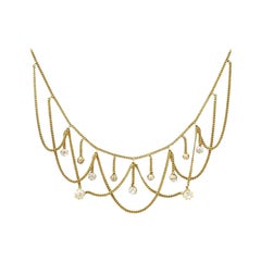 Collier victorien ancien des années 1880 en or jaune et diamants de 2,50 carats