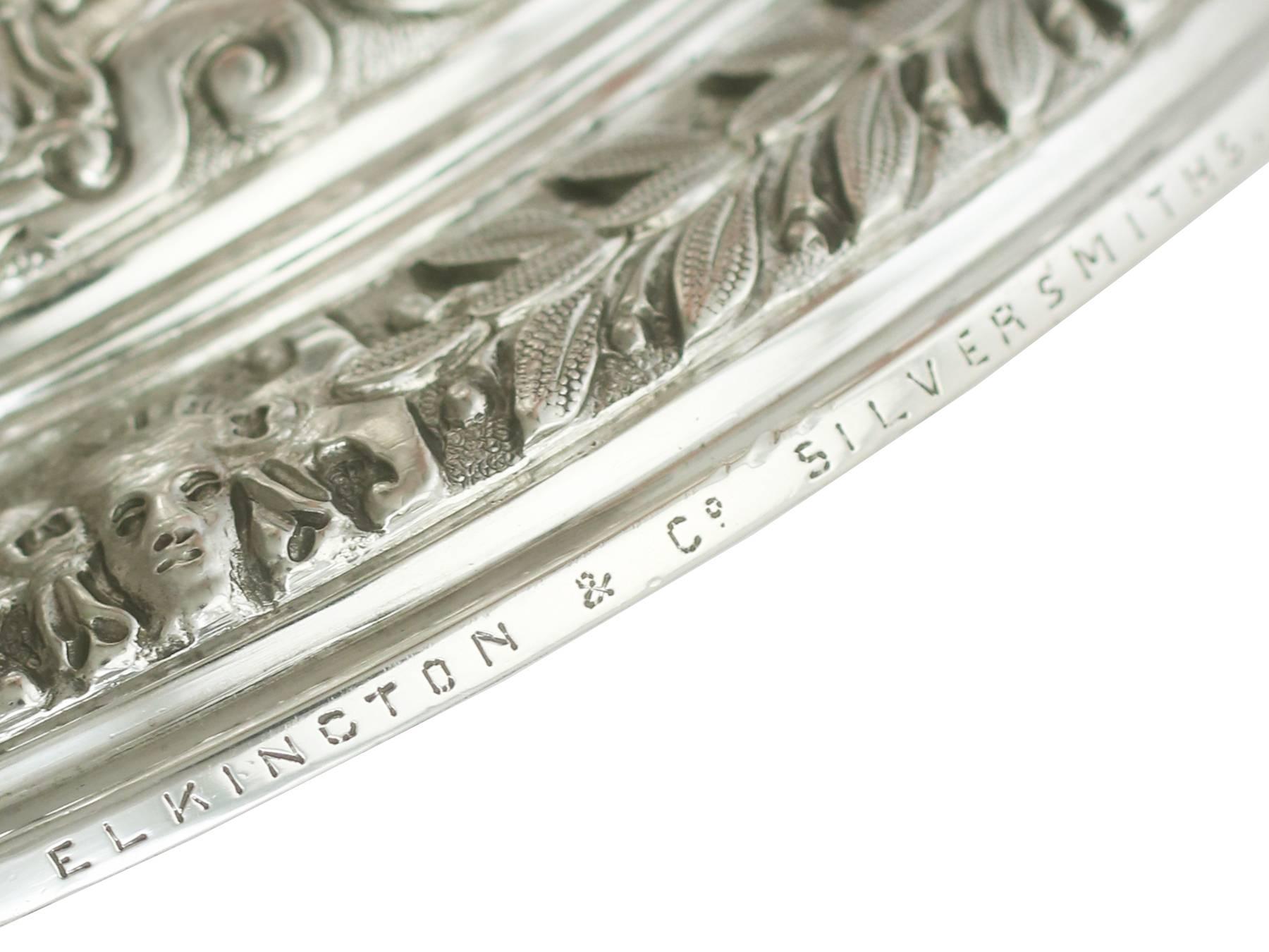 Antique Victorian Elkington & Co 1880s Sterling Silver Cellini Style Claret Jug 5