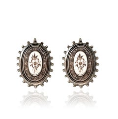 Antike viktorianische 1881 Silber Blume Tropfen Ohrringe