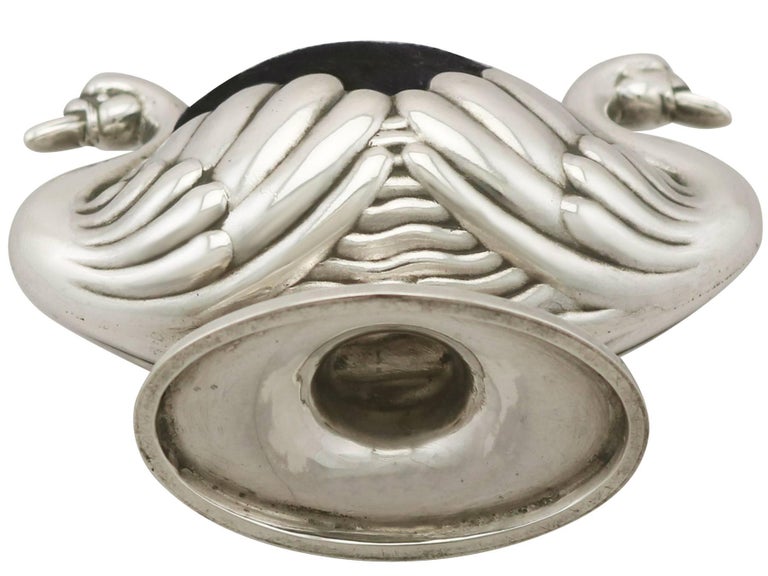 Antique Victorian 1882 Sterling Silver 'Swan' Pin Cushion For Sale at
