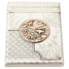 Antique Victorian 1883 Aesthetic Style Sterling Silver Card Case