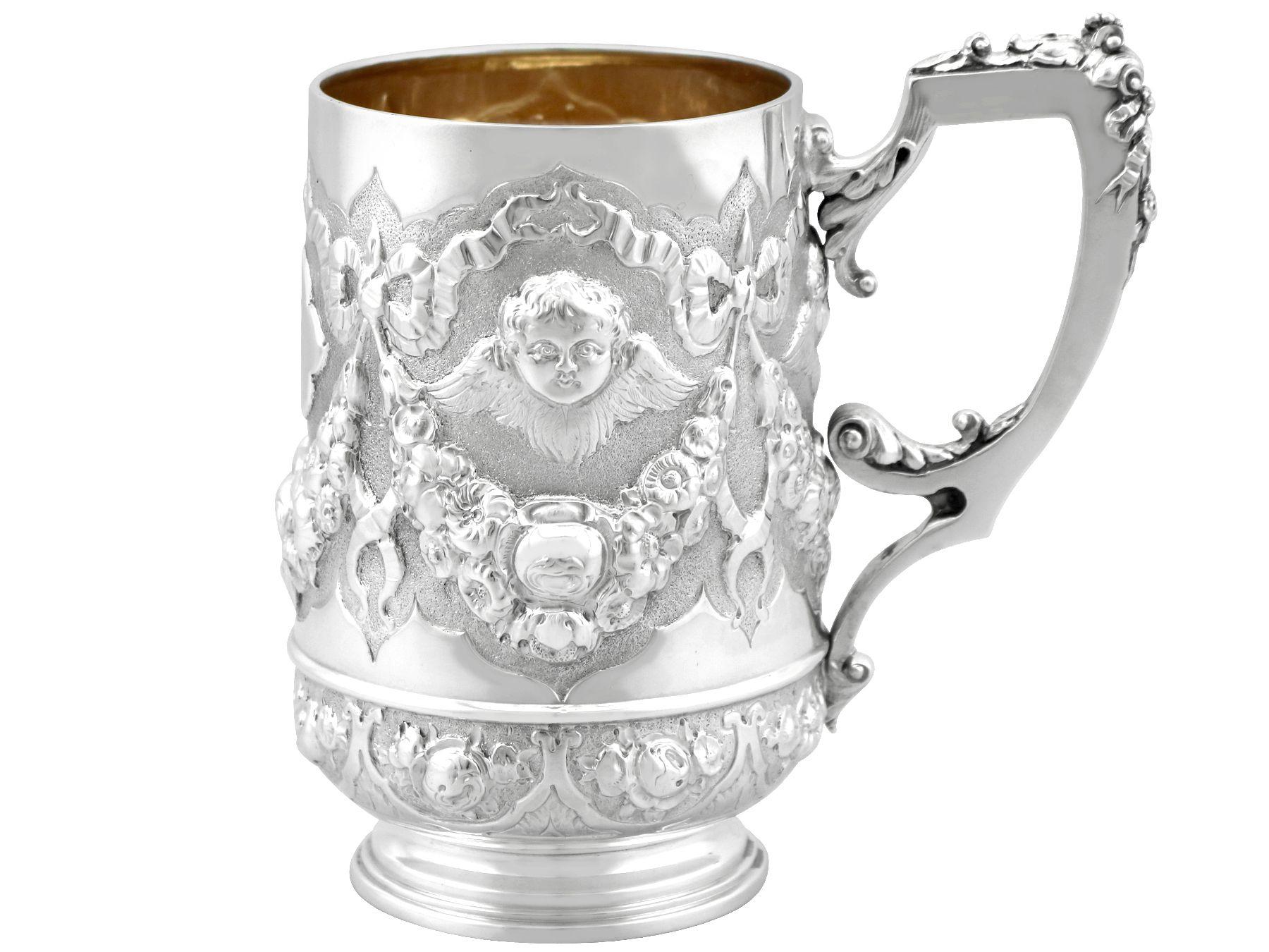 Antique Victorian 1886 Sterling Silver Christening Mug In Excellent Condition For Sale In Jesmond, Newcastle Upon Tyne